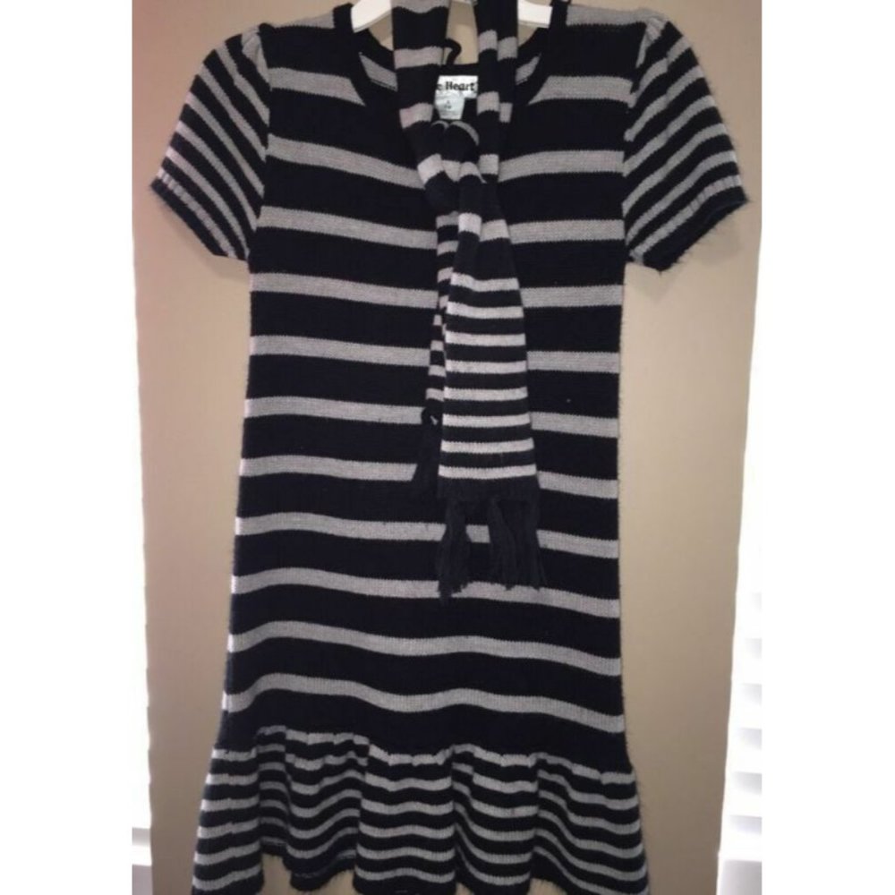 Dress Girls BLUE HEART Knit Dress Black And Gray